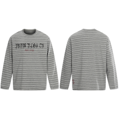 CapCabin Striped Gothic Logo Long Sleeve Tee
