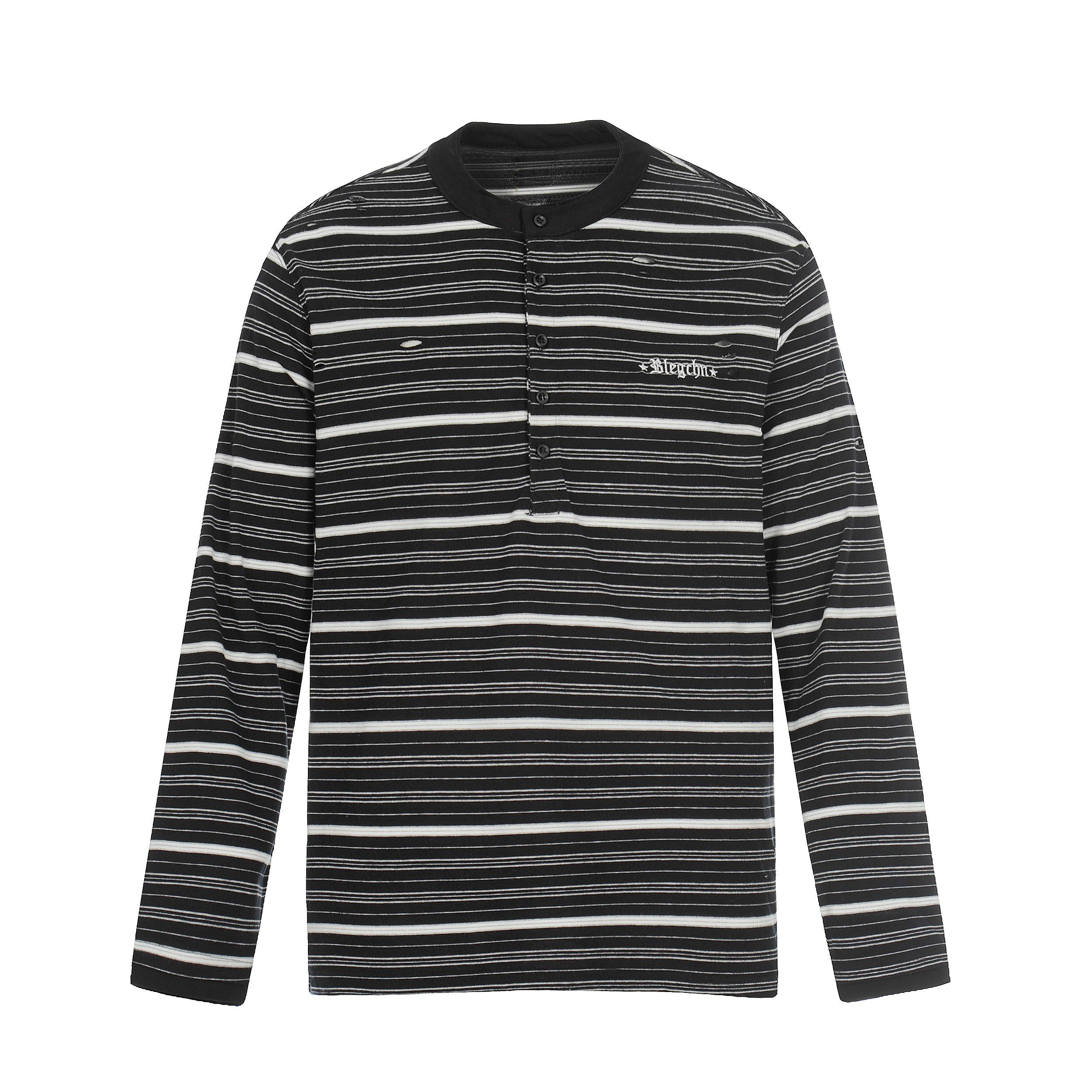CapCabin Striped Henley Long Sleeve Tee
