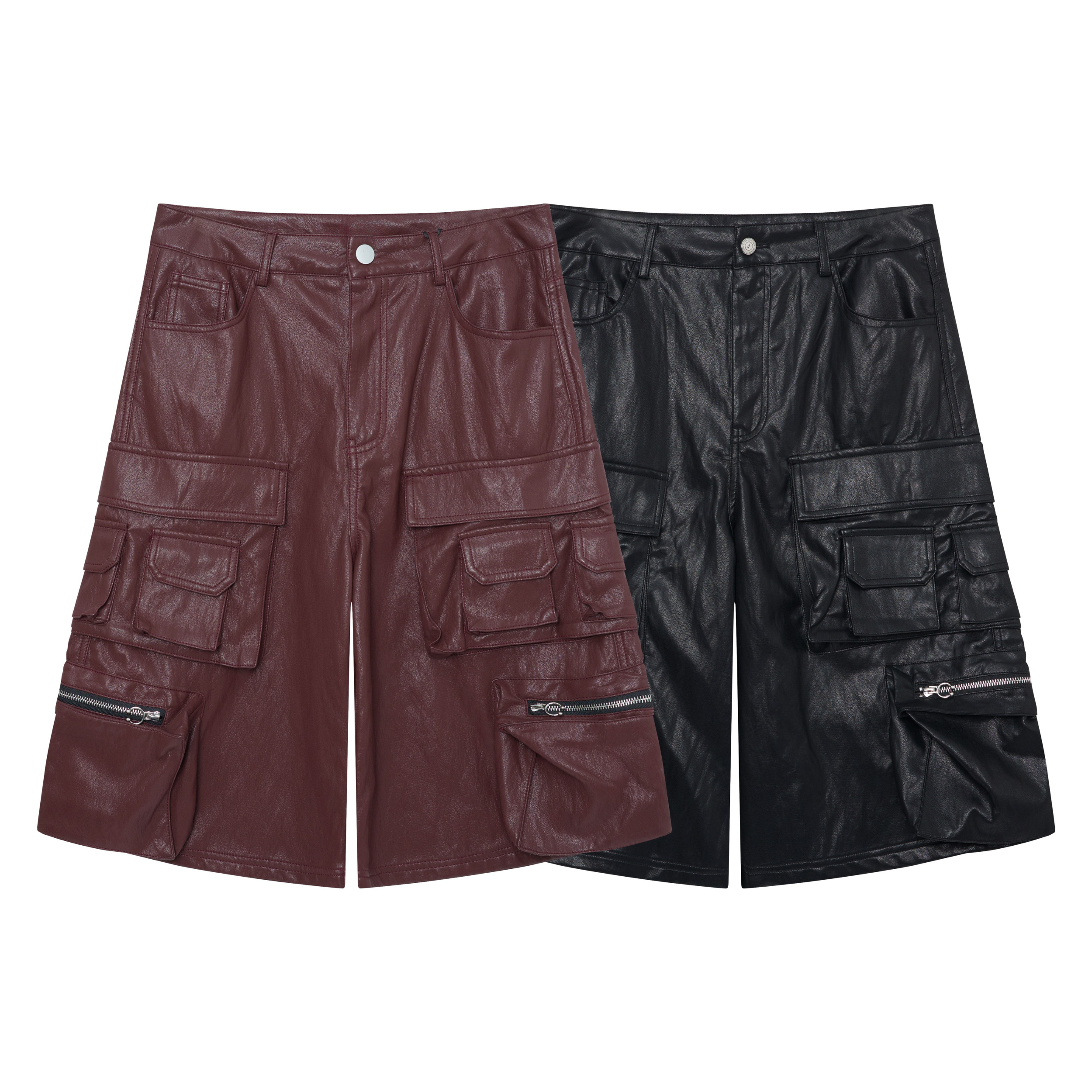 CapCabin Leather Utility Cargo Shorts