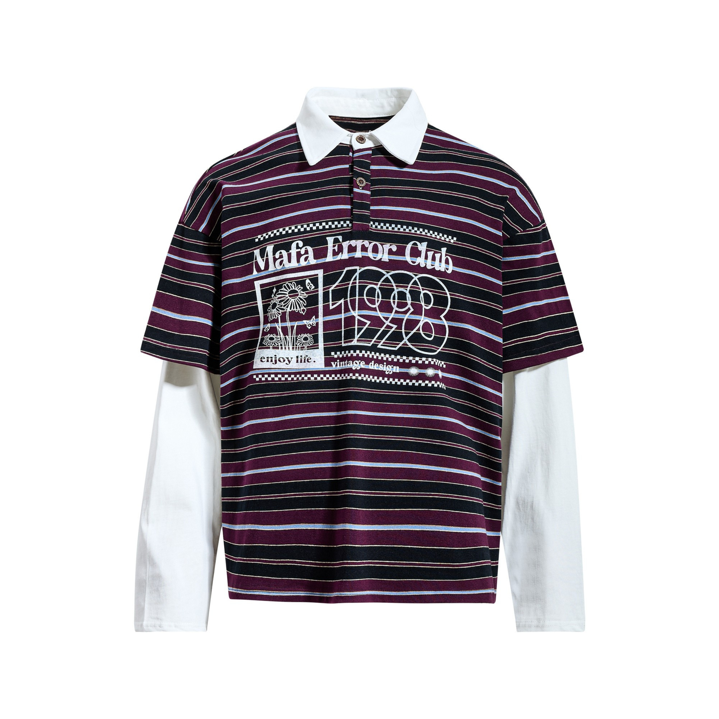 CapCabin Striped Graphic Layered Polo
