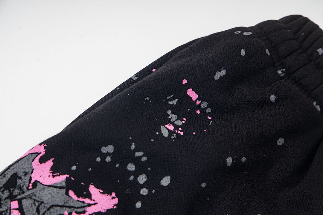 Hellstar Graphic Logo Distressed Hoodie & Pants Set - Black Streetwear Tracksuit
