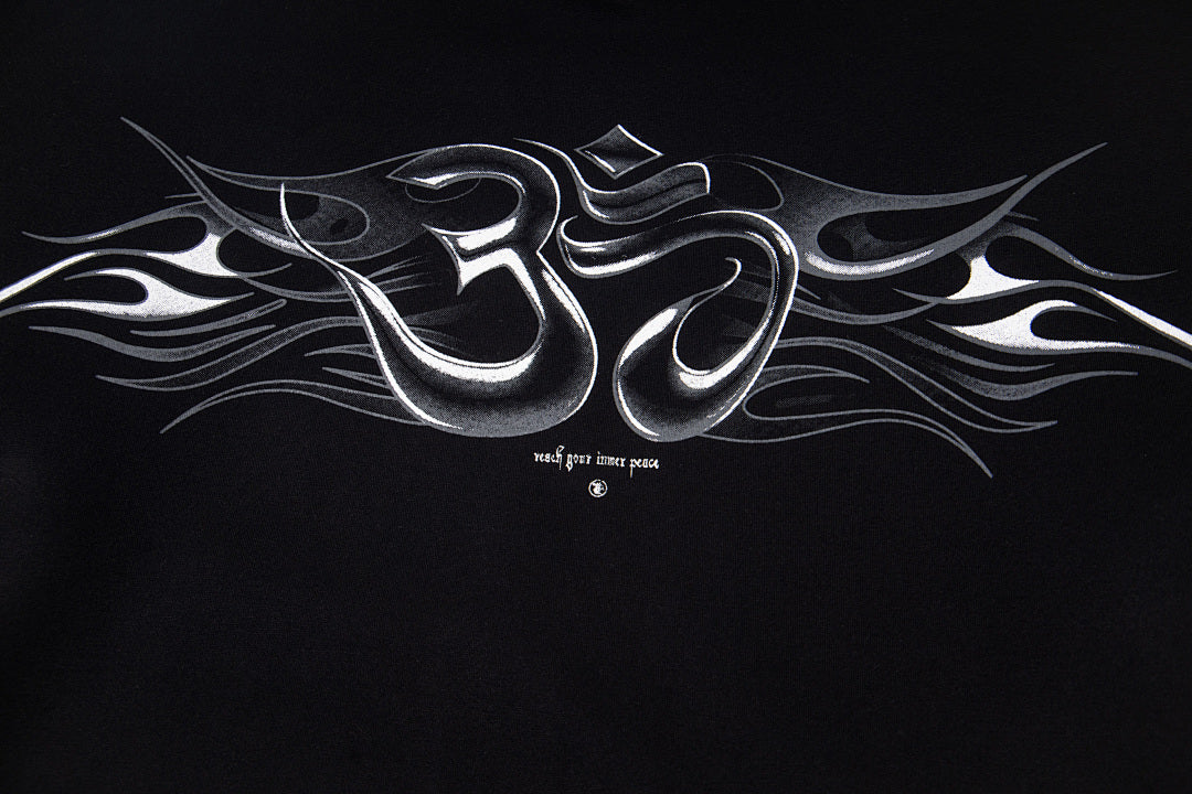 Hellstar Flame Tribal Graphic Hoodie & Pants Set - Black Streetwear Tracksuit