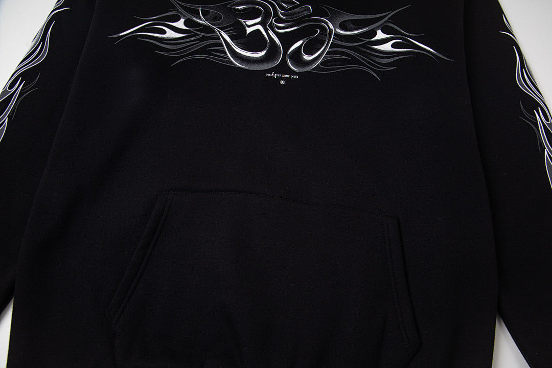 Hellstar Flame Tribal Graphic Hoodie & Pants Set - Black Streetwear Tracksuit