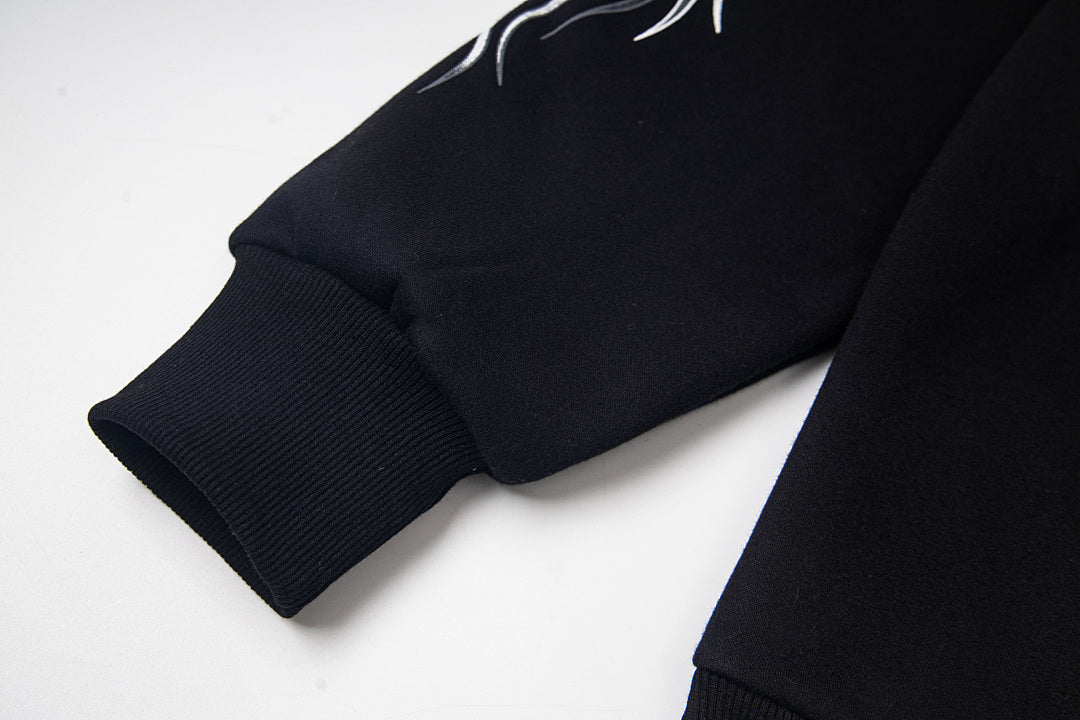 Hellstar Flame Tribal Graphic Hoodie & Pants Set - Black Streetwear Tracksuit