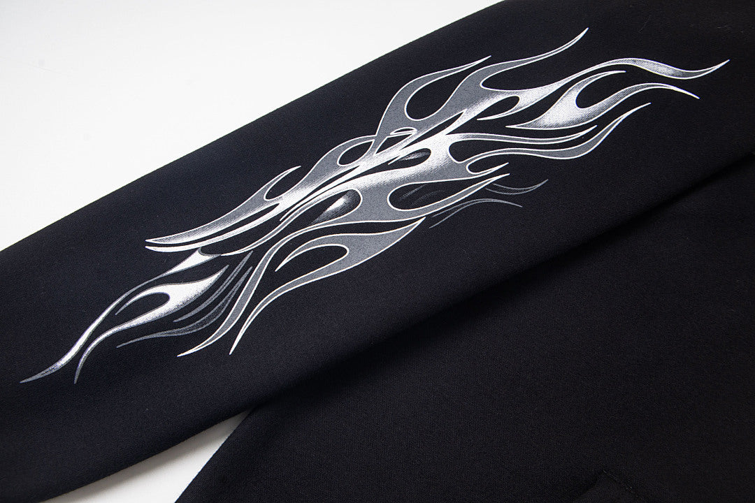 Hellstar Flame Tribal Graphic Hoodie & Pants Set - Black Streetwear Tracksuit