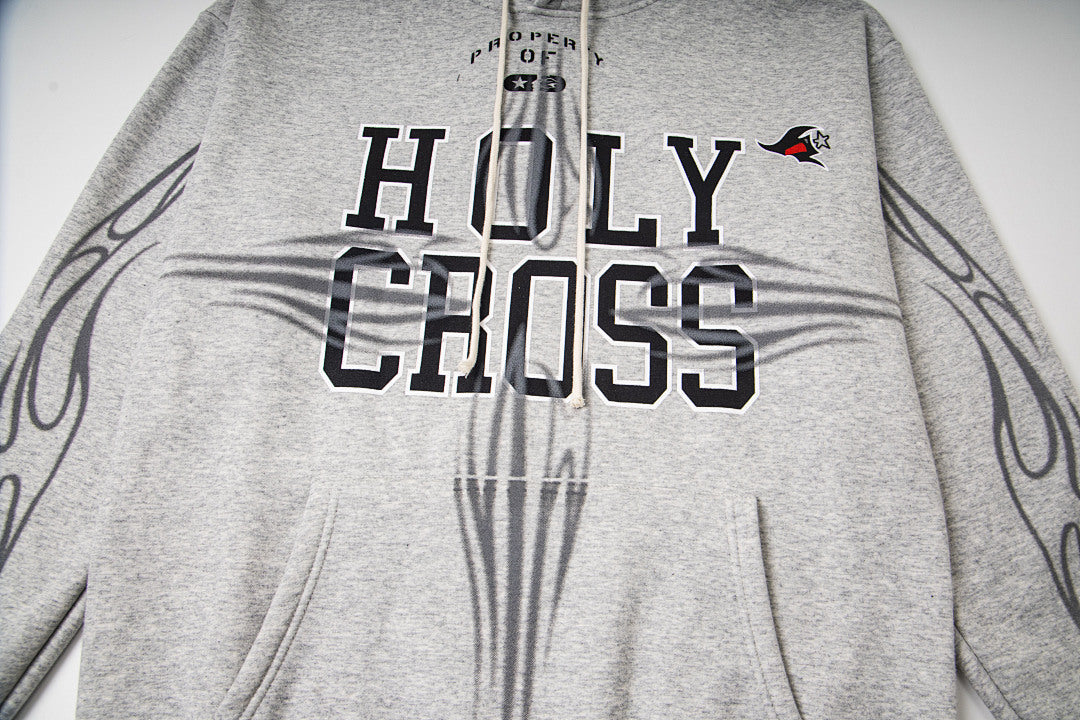 Hellstar Holy Cross Flame Graphic Hoodie & Pants Set - Grey Streetwear Tracksuit