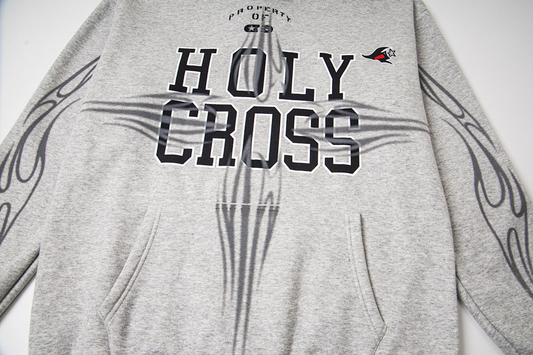 Hellstar Holy Cross Flame Graphic Hoodie & Pants Set - Grey Streetwear Tracksuit