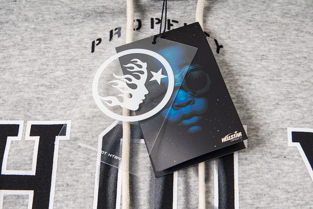 Hellstar Holy Cross Flame Graphic Hoodie & Pants Set - Grey Streetwear Tracksuit