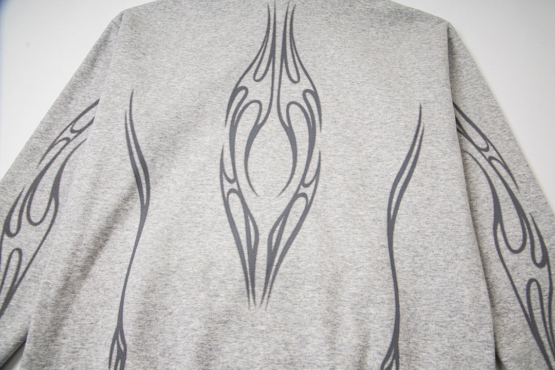 Hellstar Holy Cross Flame Graphic Hoodie & Pants Set - Grey Streetwear Tracksuit