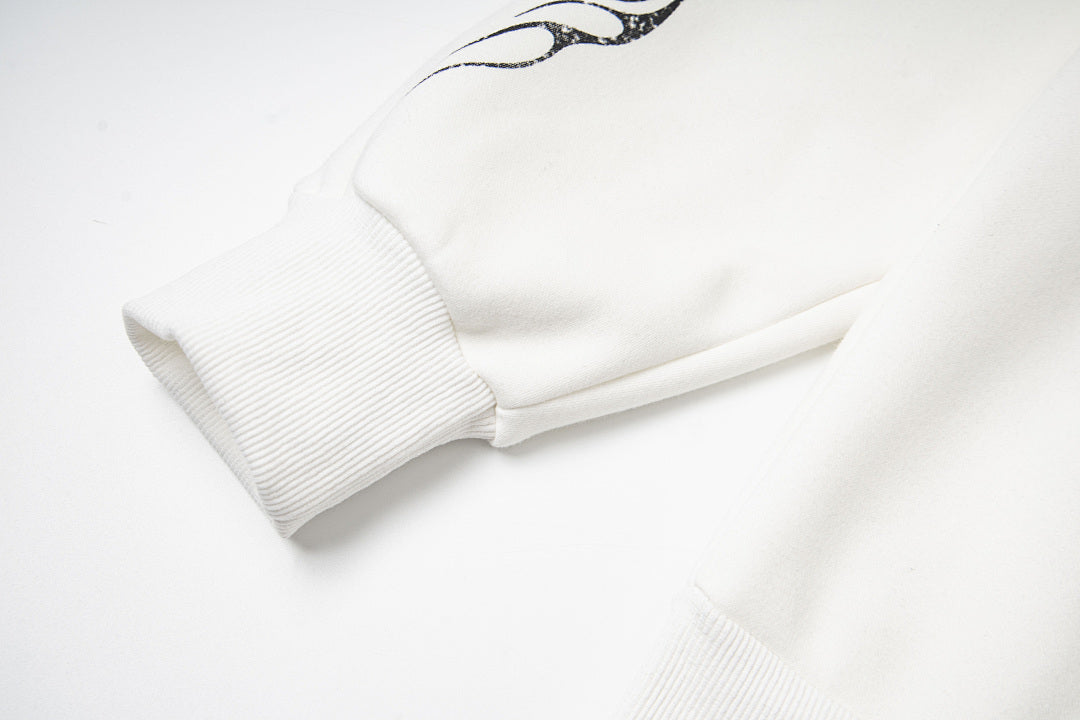 Hellstar Flame Tribal Graphic Hoodie & Pants Set - White Streetwear Tracksuit