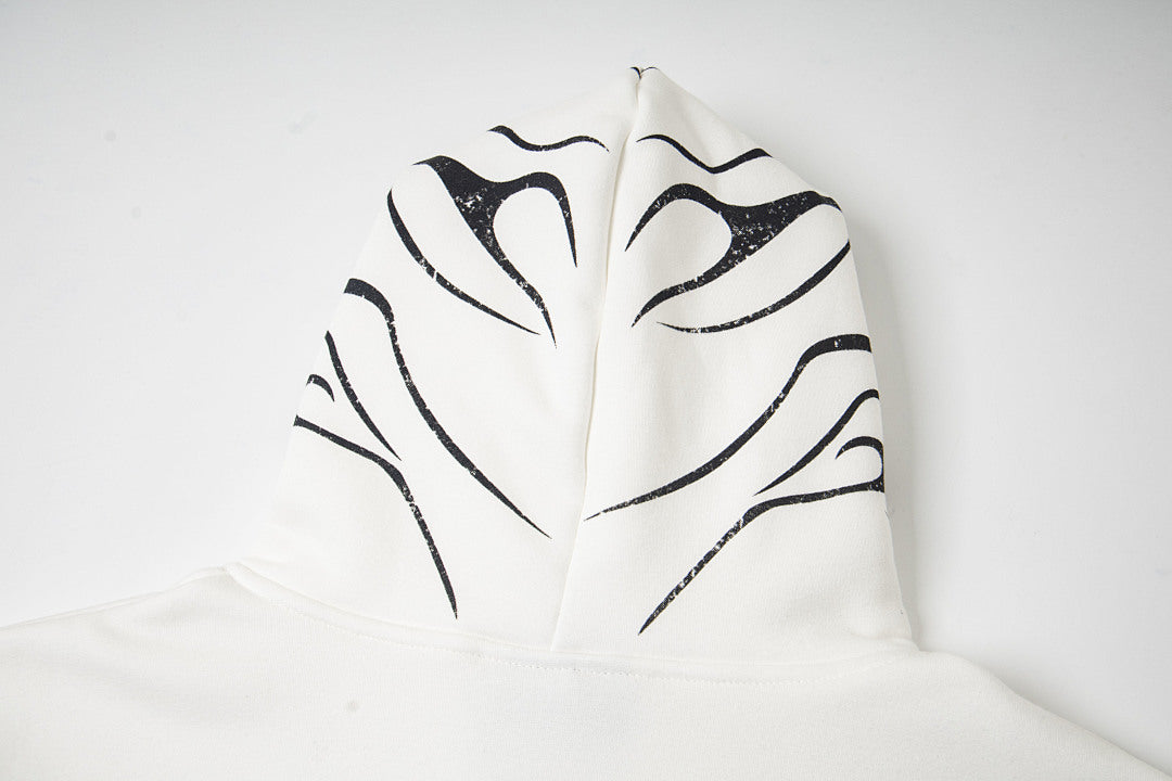Hellstar Flame Tribal Graphic Hoodie & Pants Set - White Streetwear Tracksuit