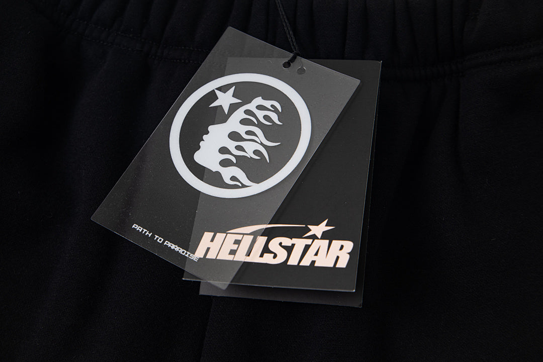 Hellstar Flame Tribal Graphic Hoodie & Pants Set - Black Streetwear Tracksuit