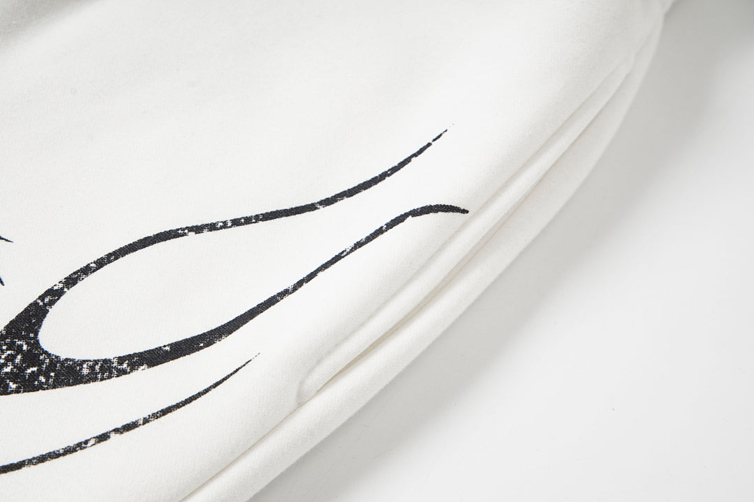 Hellstar Flame Tribal Graphic Hoodie & Pants Set - White Streetwear Tracksuit
