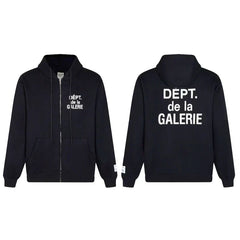 Gallery Dept. "Dépt. de la Galerie" Zip Hoodie – White French Print, Oversized Fit