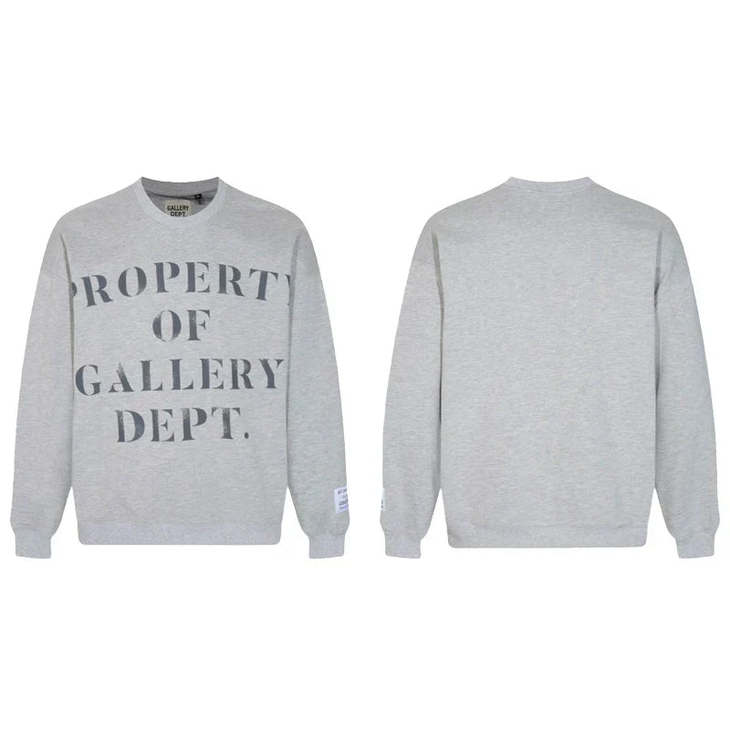 Gallery Dept. Heather Grey Crewneck – “Property Of” Stacked Print