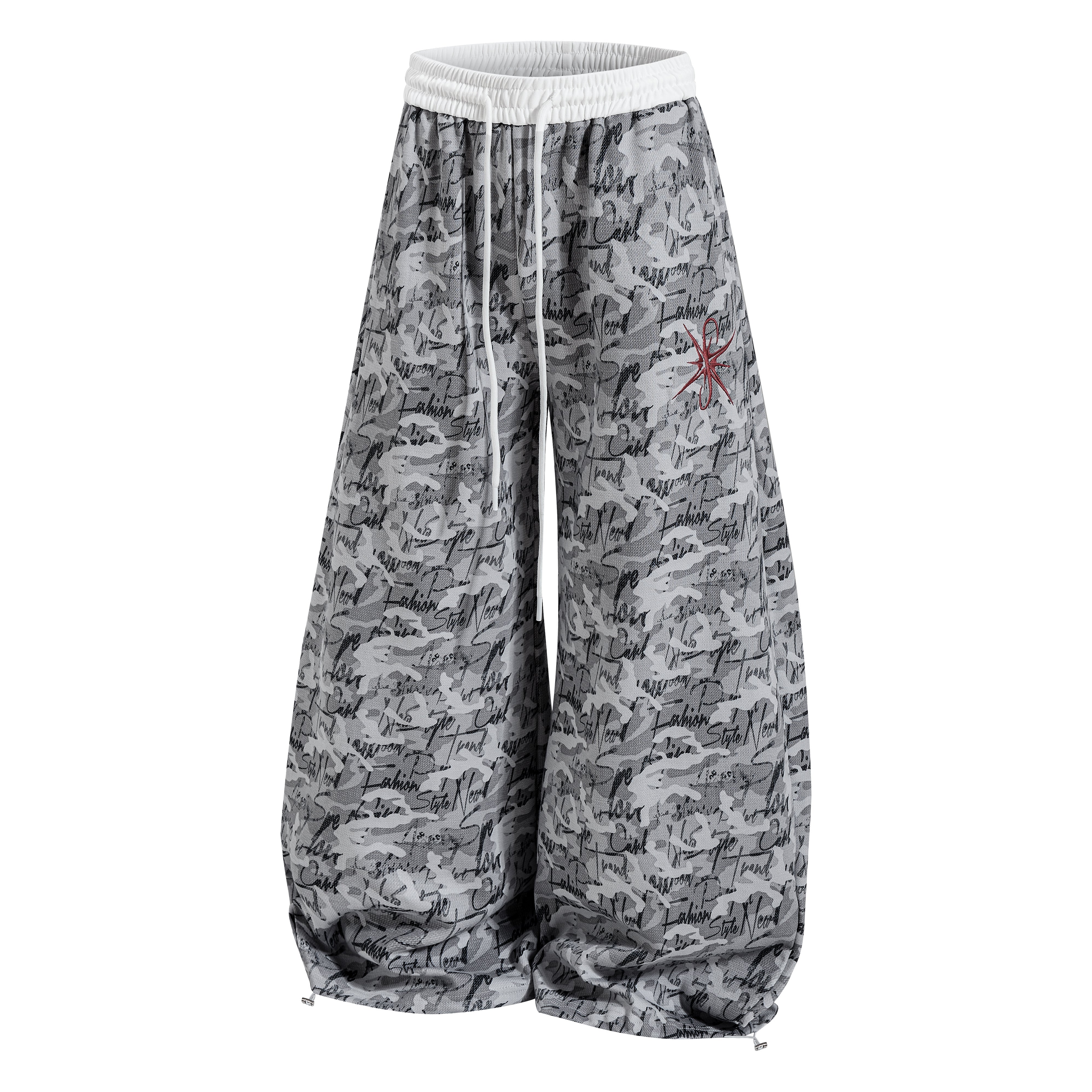 CapCabin Camo Script Wide-Leg Pants