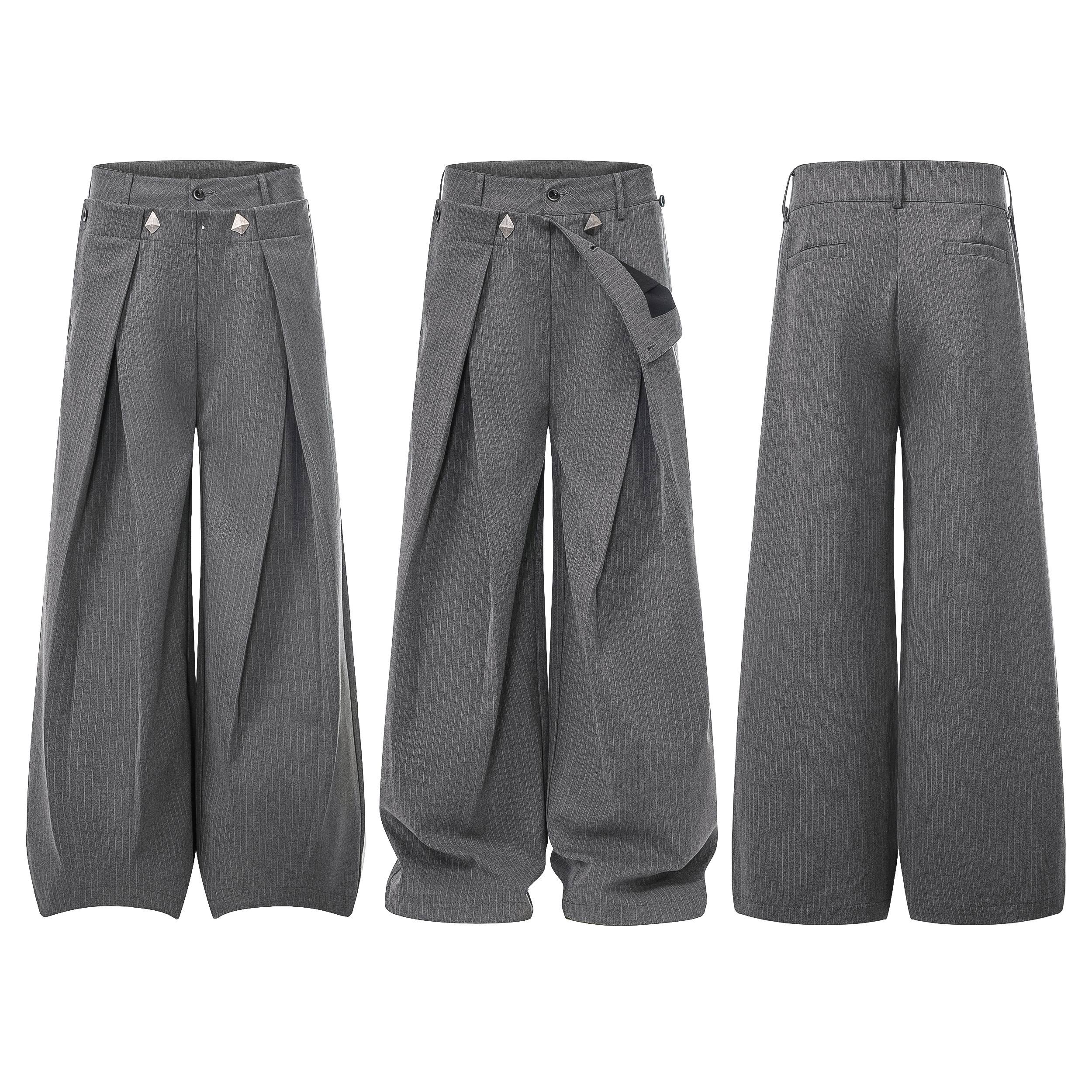 CapCabin “Tailored Wrap Wide-Leg Trousers”