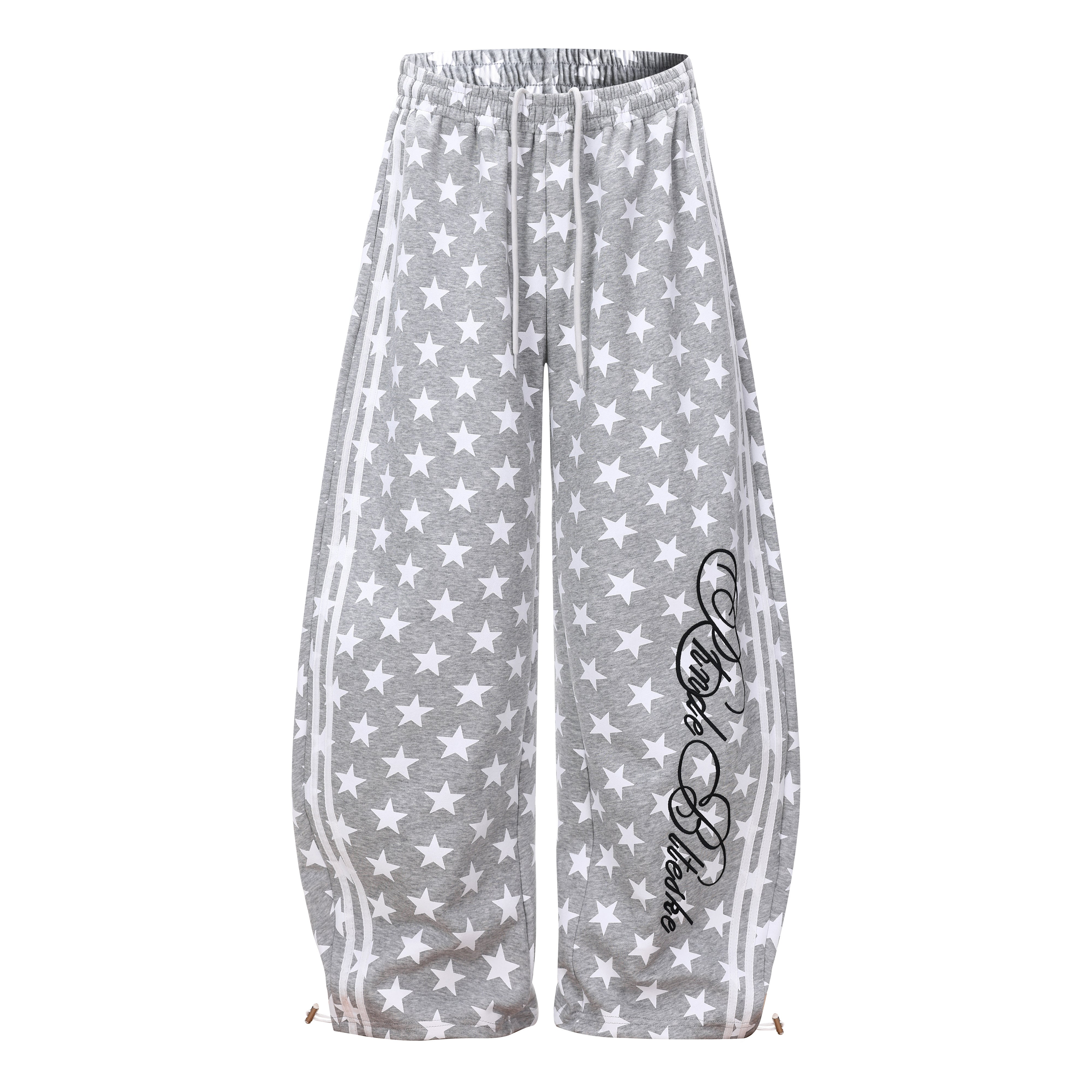 CapCabin Star Print Wide-Leg Sweatpants