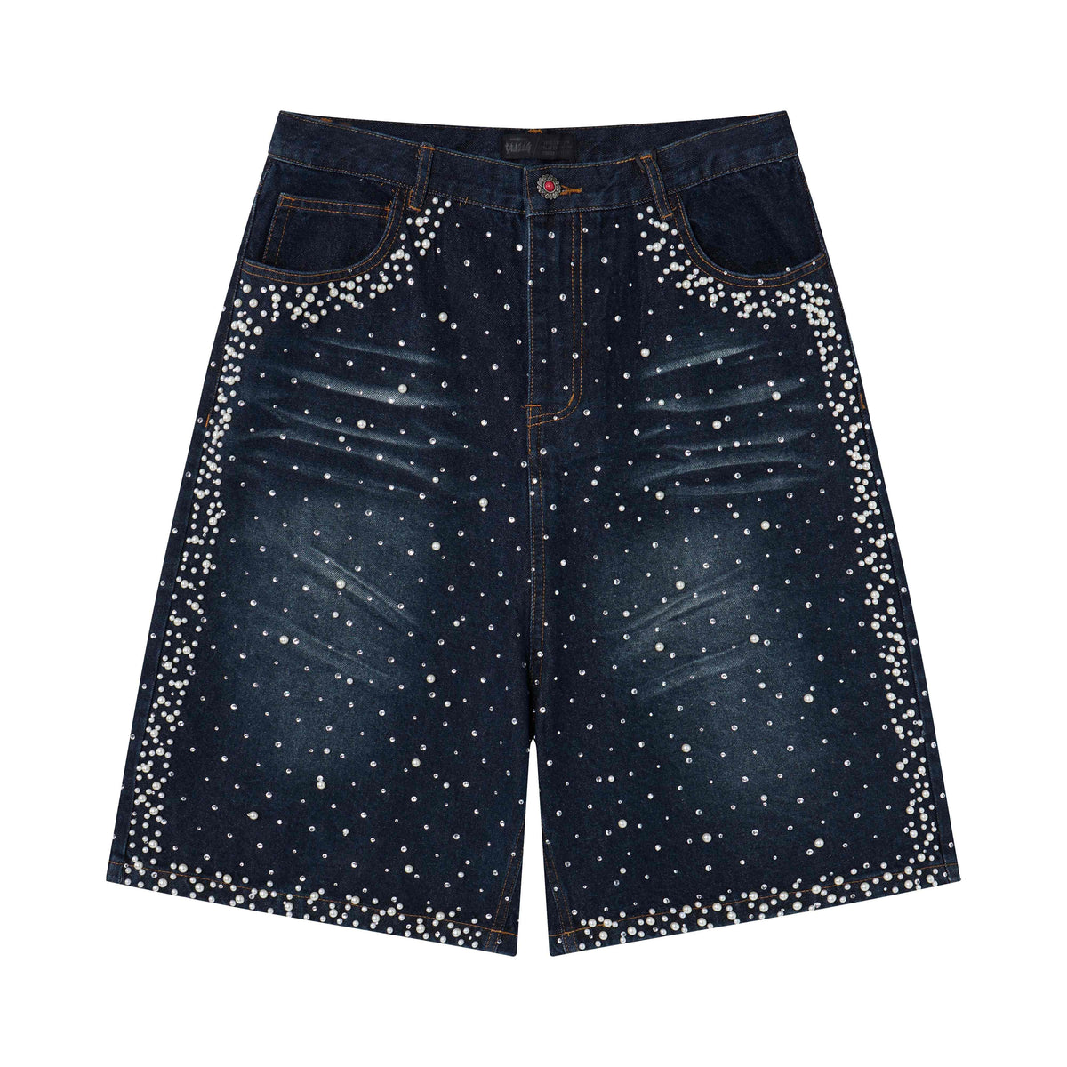CapCabin Pearl Studded Denim Shorts