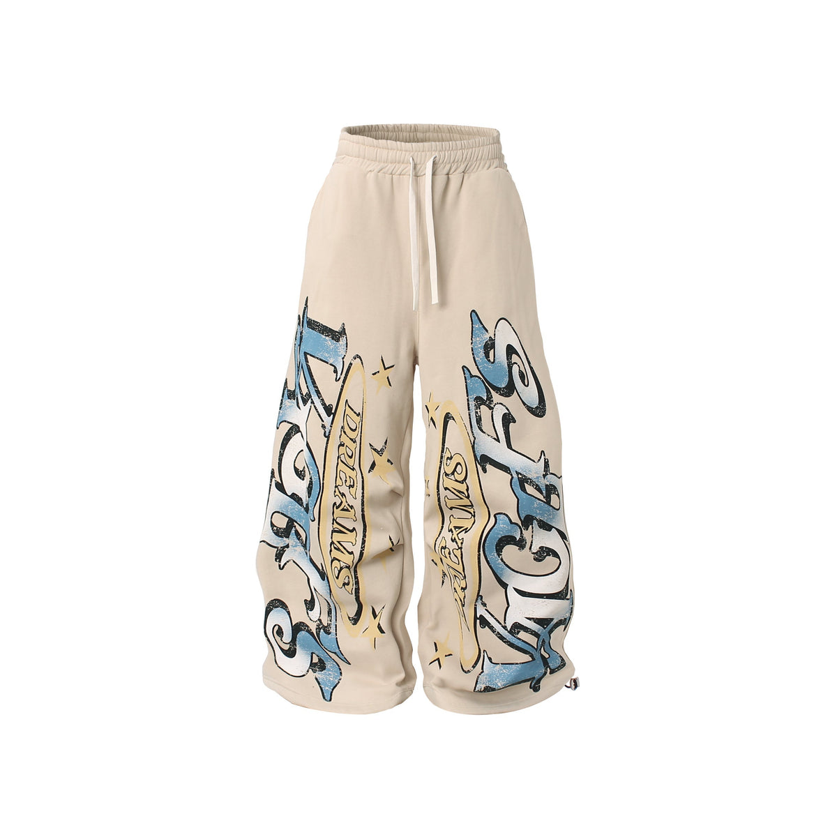 CapCabin Fleece-Lined Letter Graphic Wide-Leg Sweatpants
