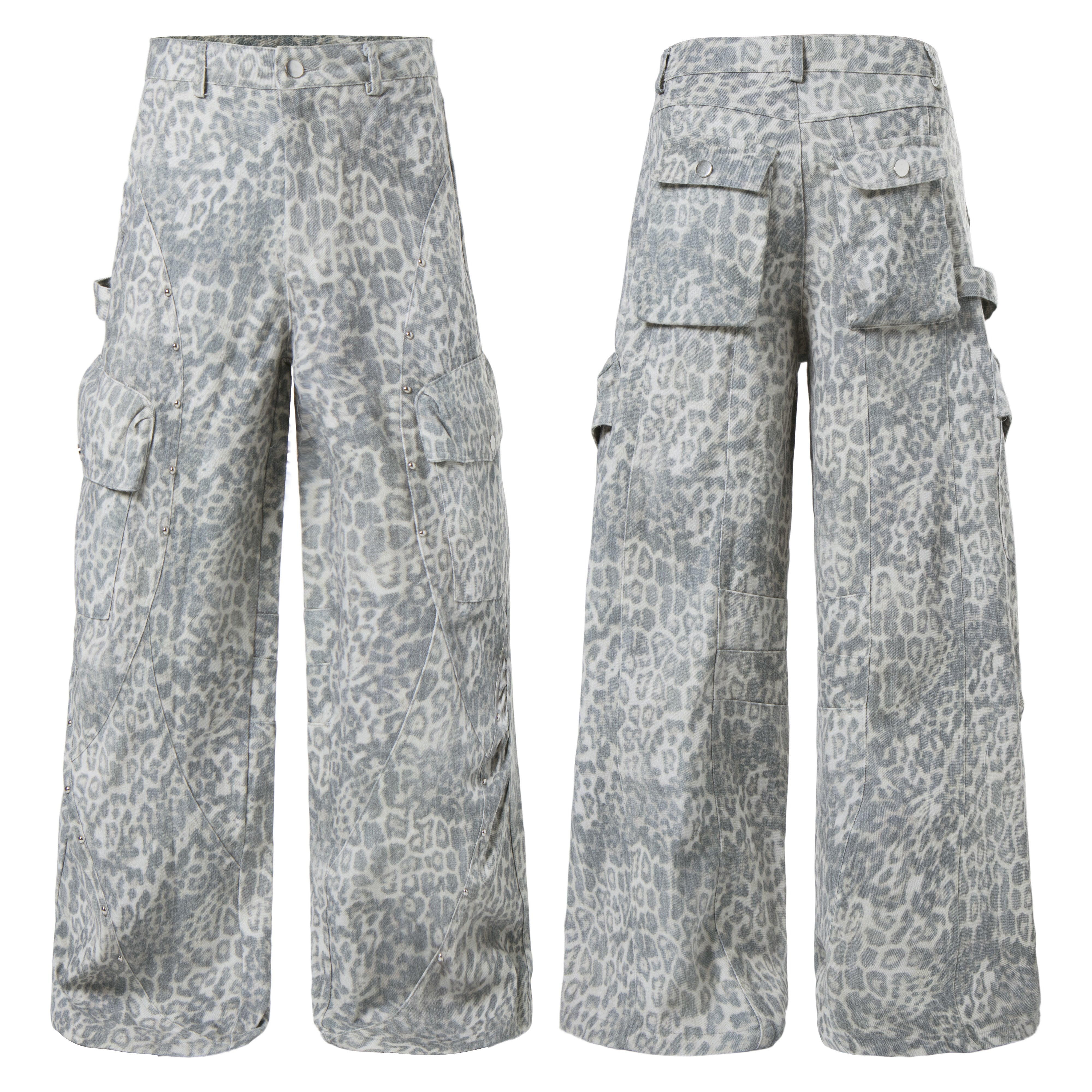 CapCabin Leopard Utility Wide-Leg Pants