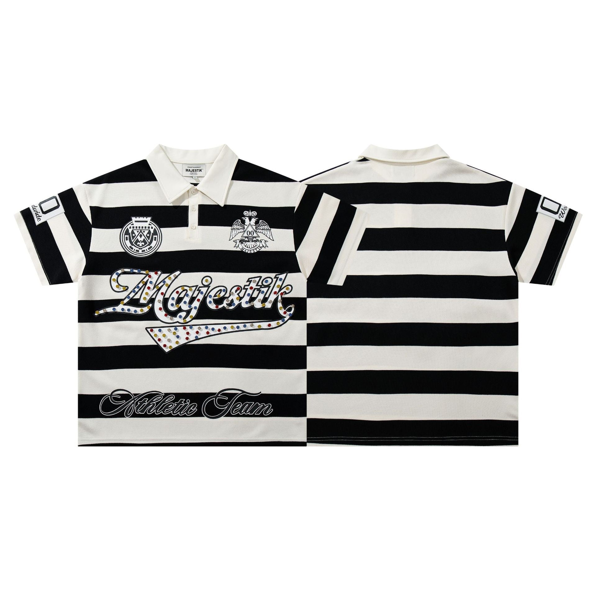 MAJESTIK Striped Logo Polo Shirt