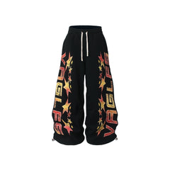 CapCabin Fleece-Lined Glitter Star Wide-Leg Sweatpants