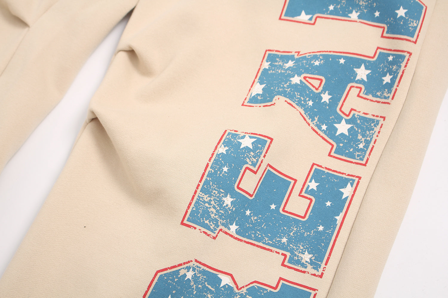 CapCabin Fleece-Lined Retro Letter Wide-Leg Sweatpants