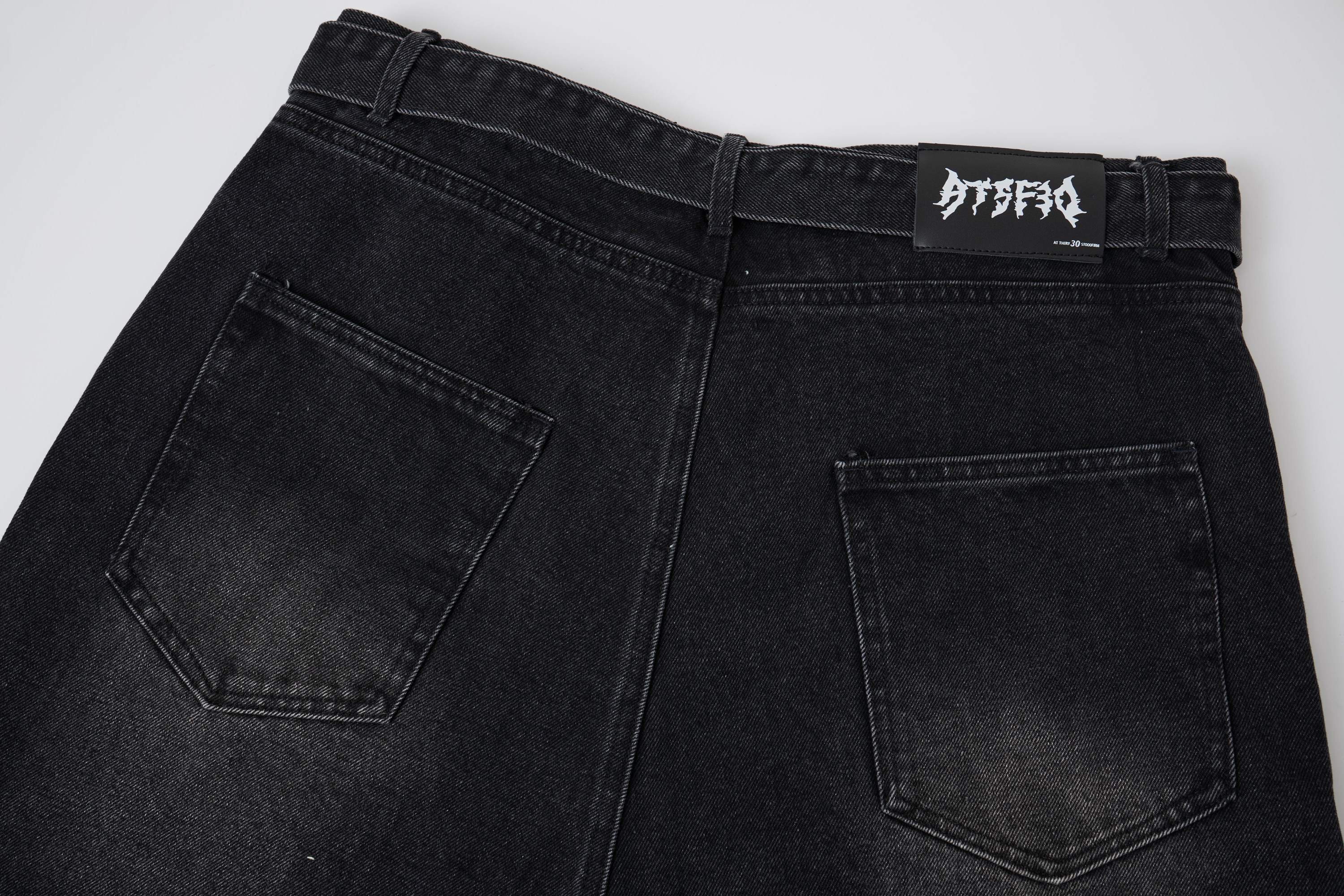 CapCabin Web Panel Strap Denim Shorts