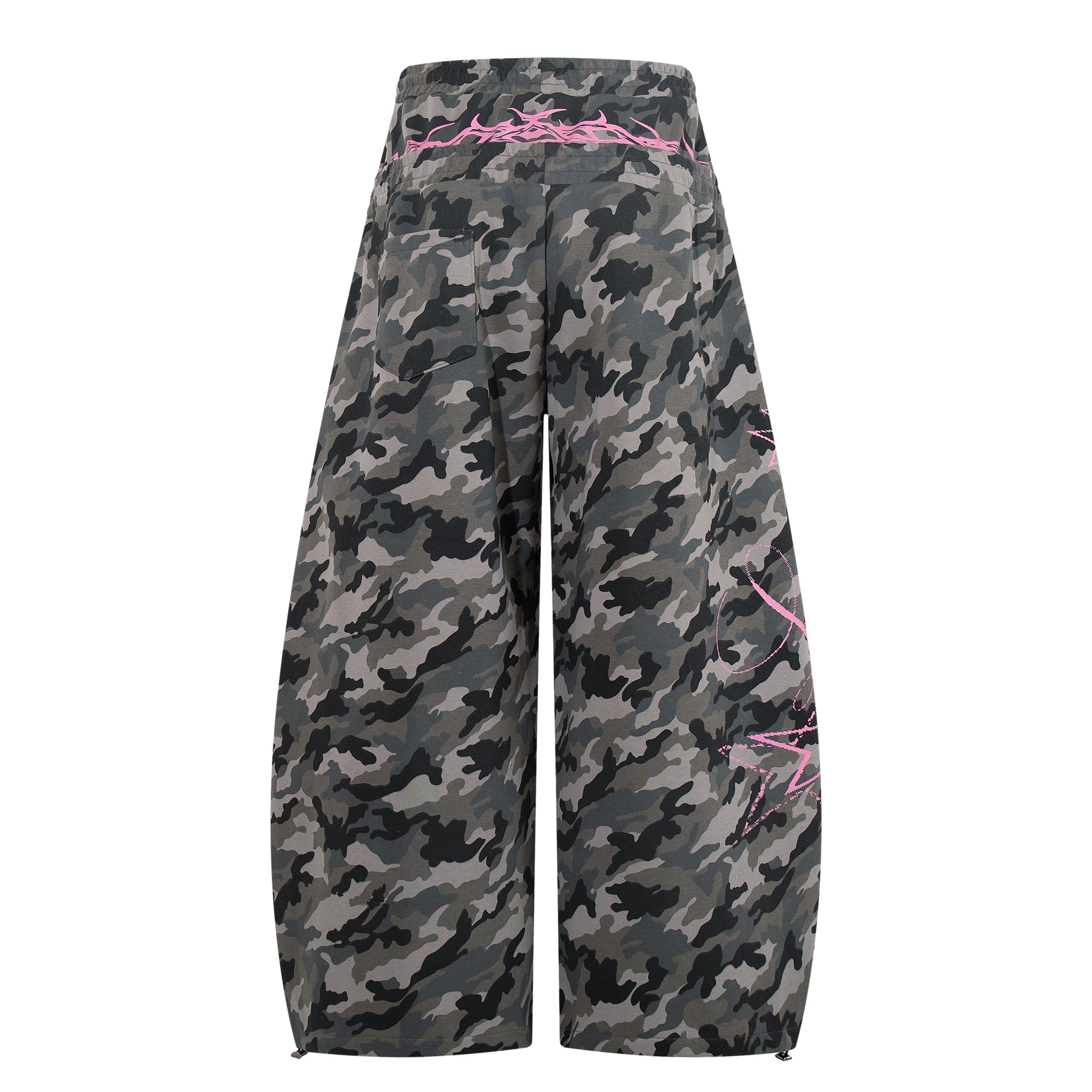 CapCabin “Camo Graffiti Wide-Leg Pants”