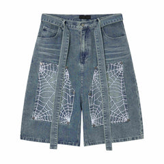 CapCabin Web Panel Strap Denim Shorts