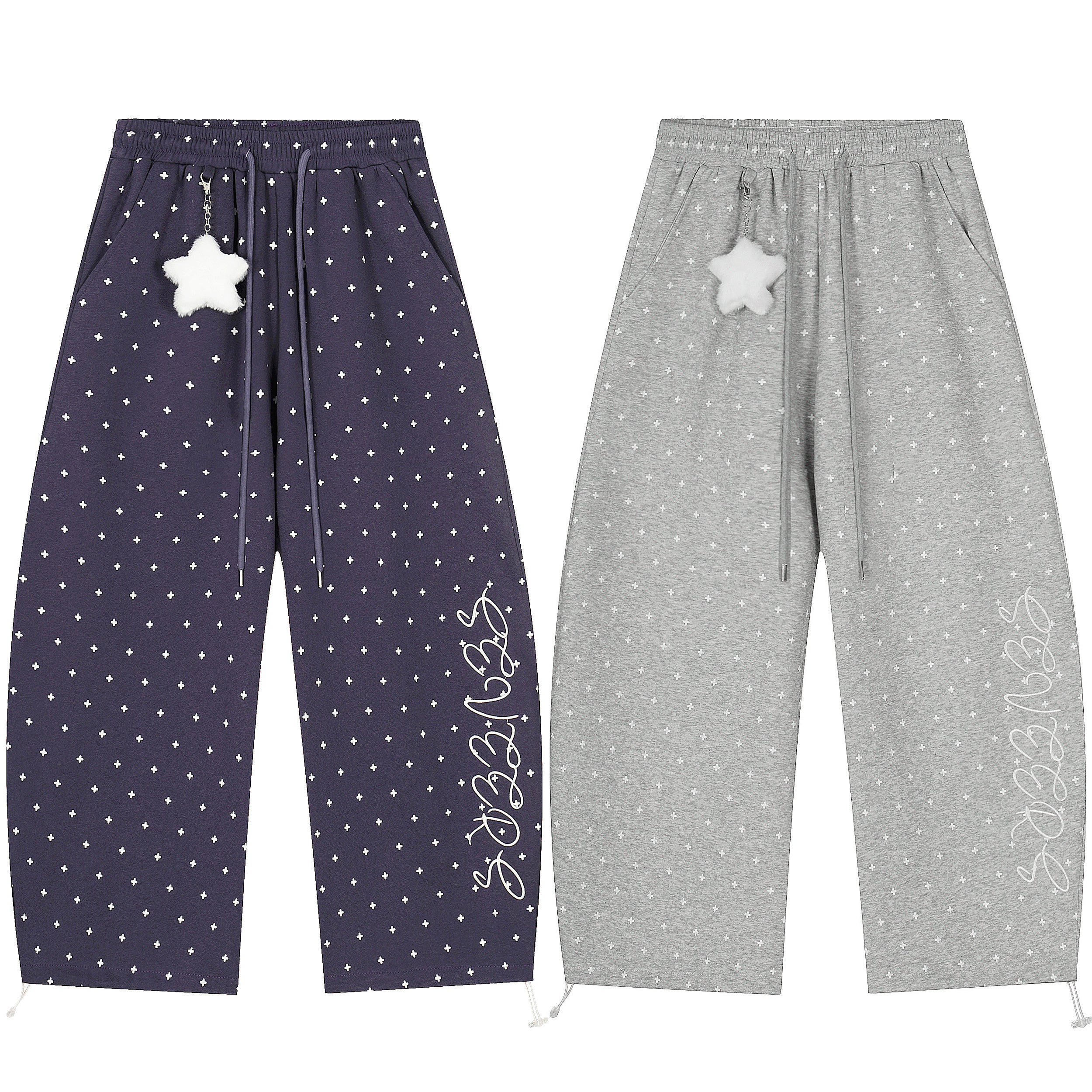 CapCabin Star Pattern Wide-Leg Pants