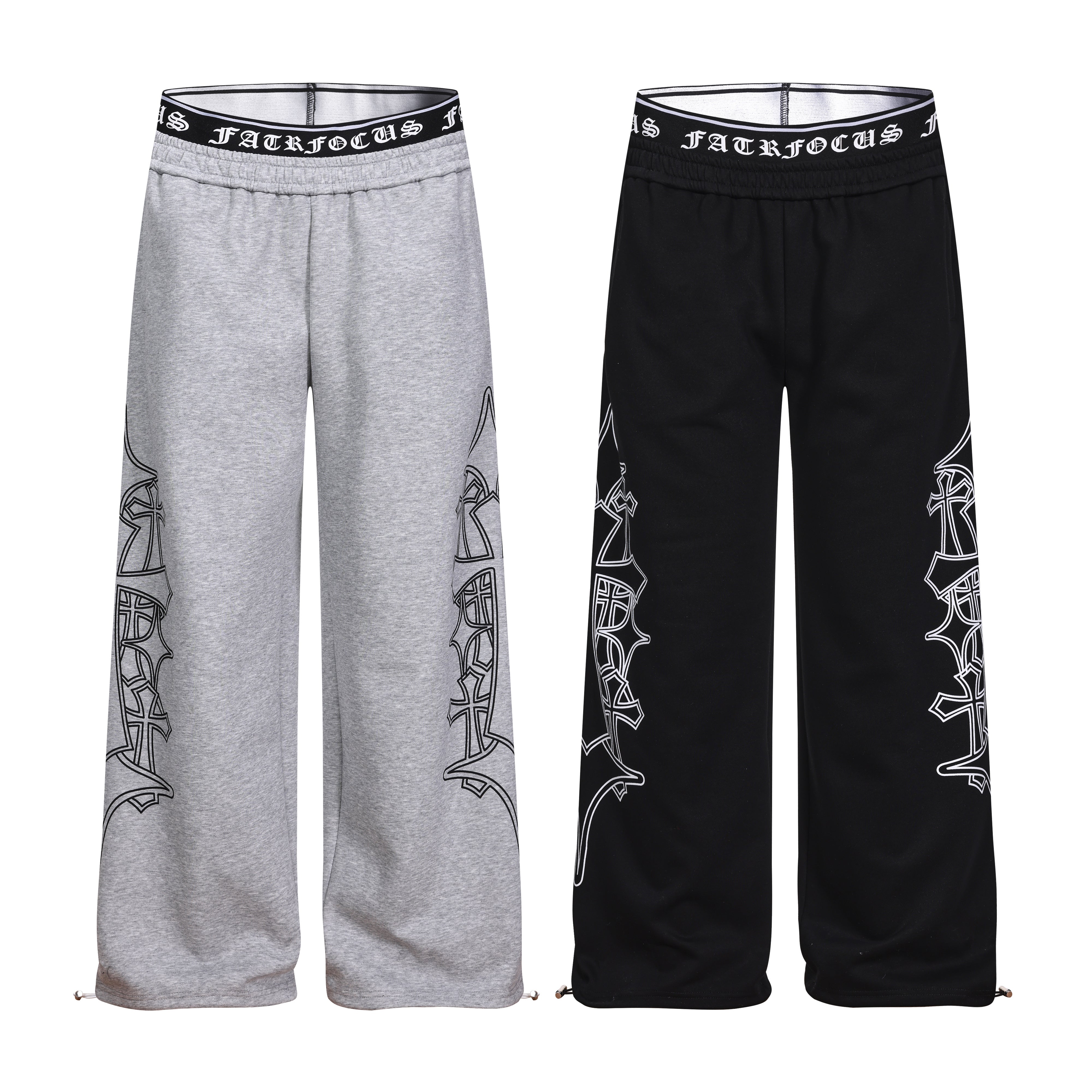 CapCabin Gothic Outline Wide-Leg Sweatpants