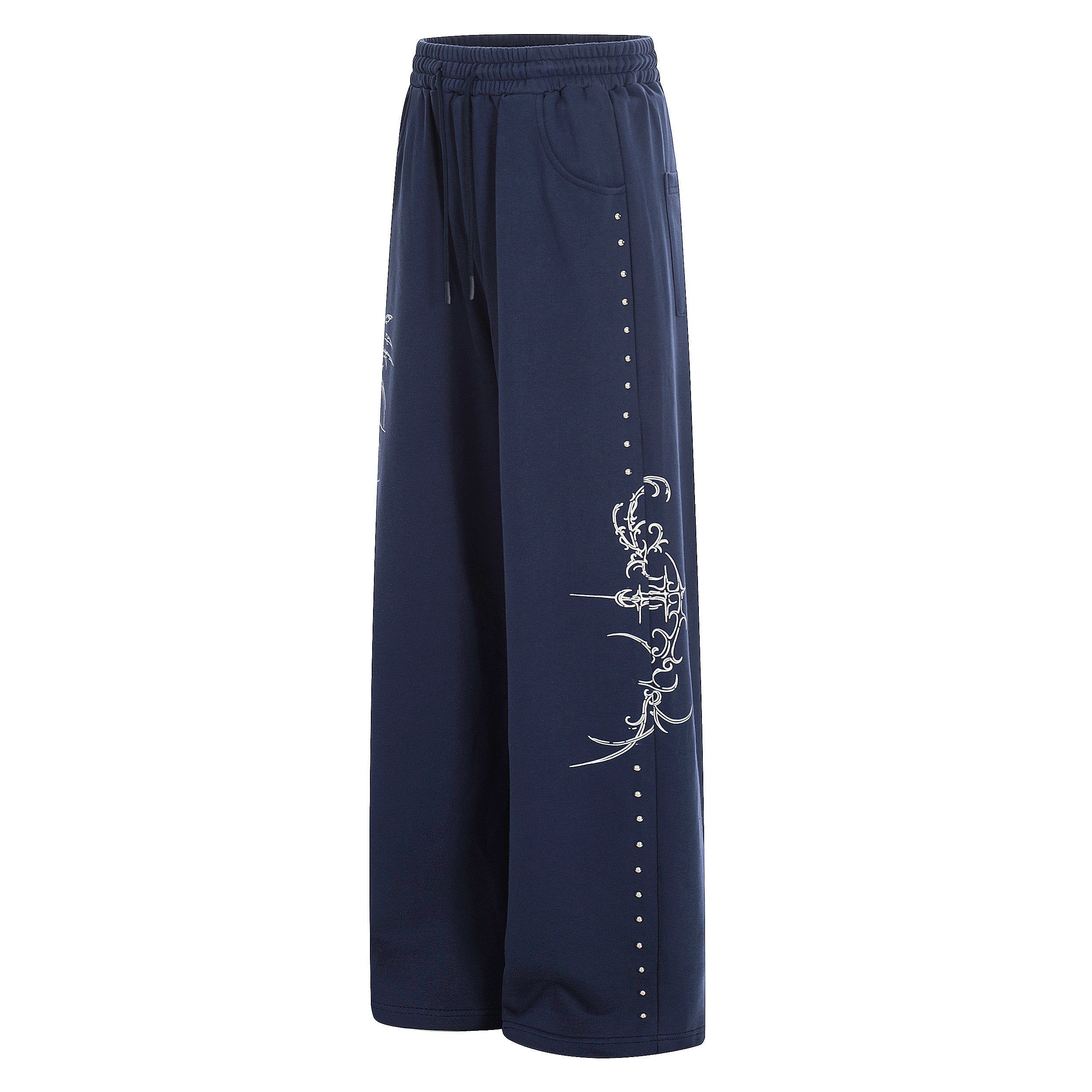 CapCabin Gothic Line Graphic Wide-Leg Sweatpants