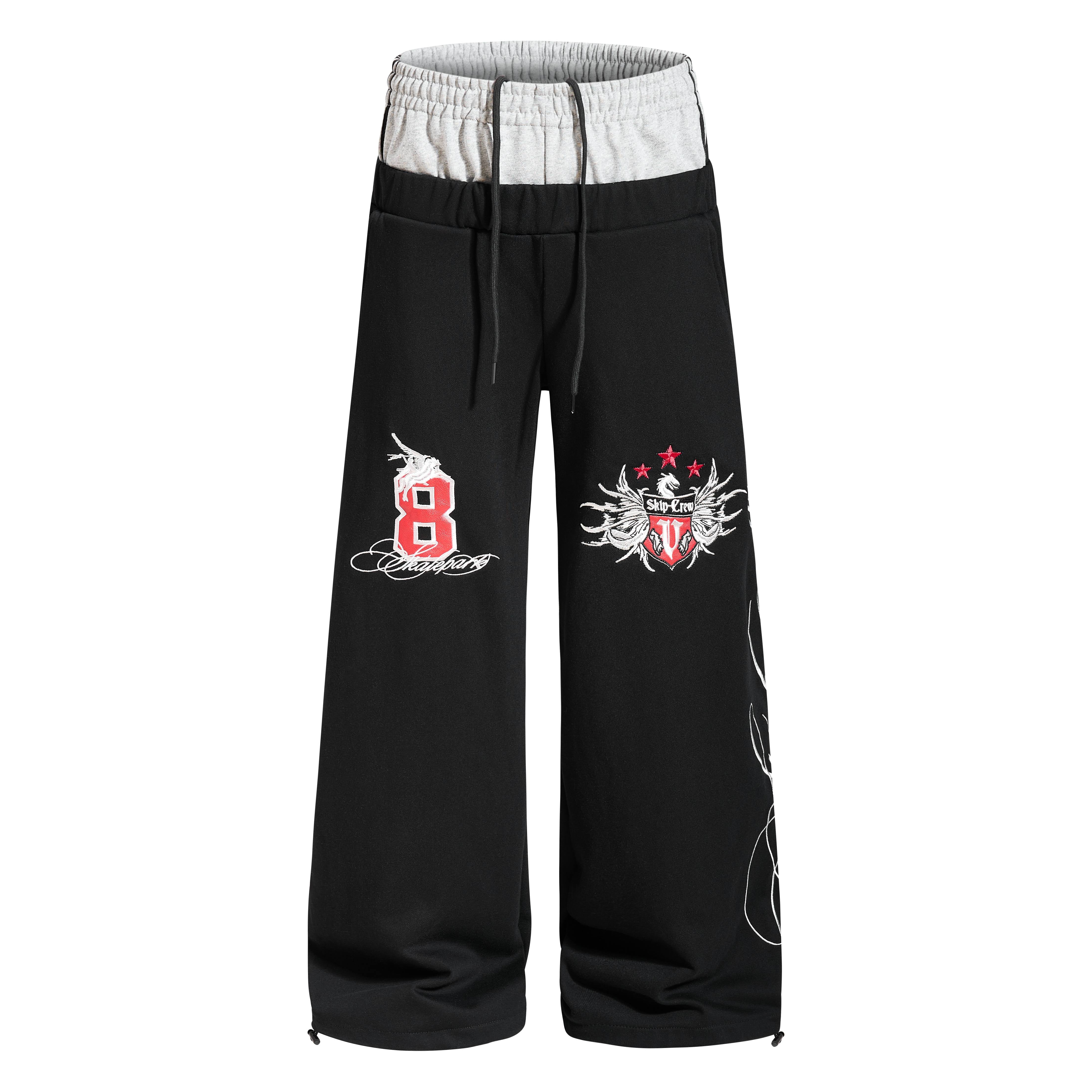 CapCabin “Varsity Crest Wide-Leg Sweatpants”