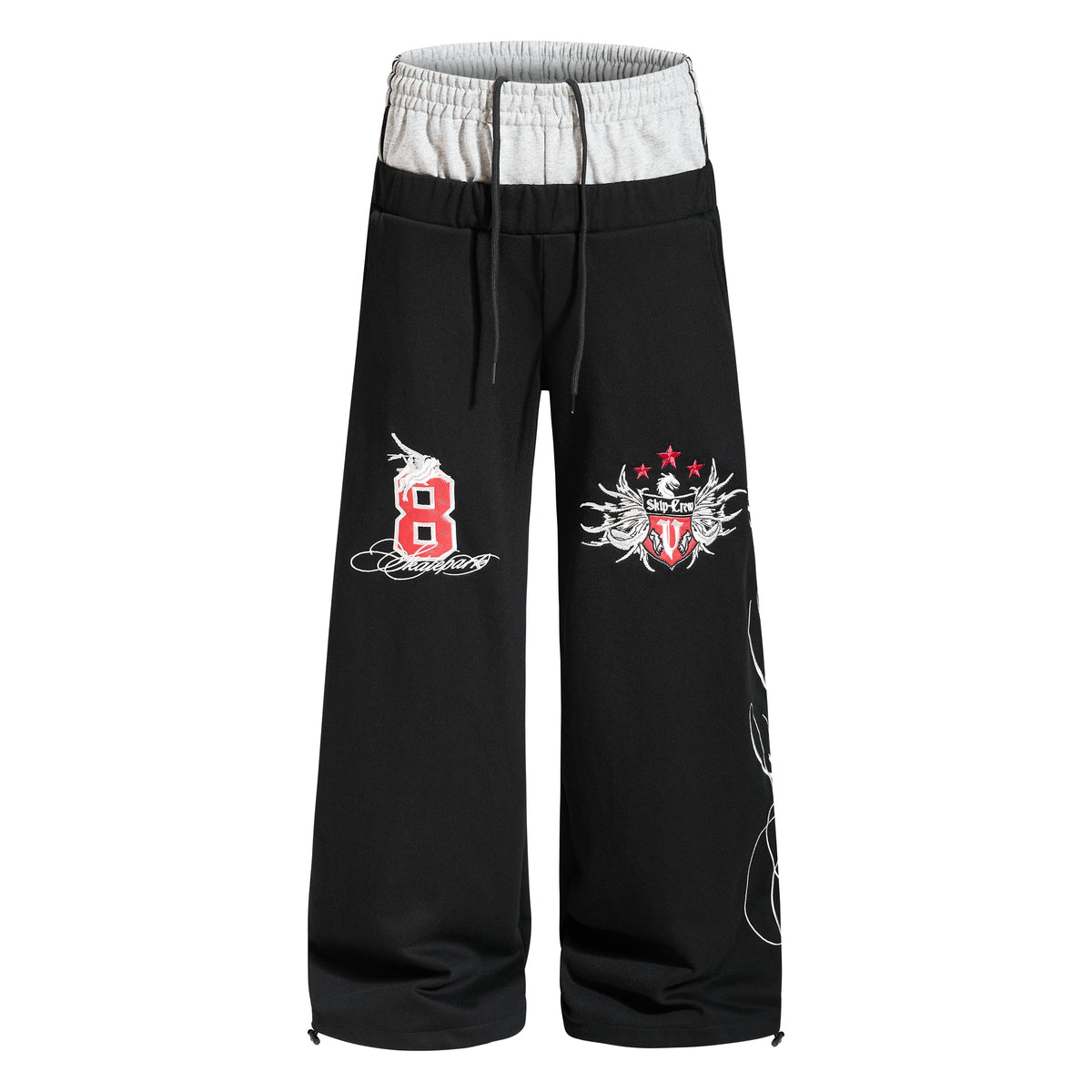 CapCabin “Varsity Crest Wide-Leg Sweatpants”