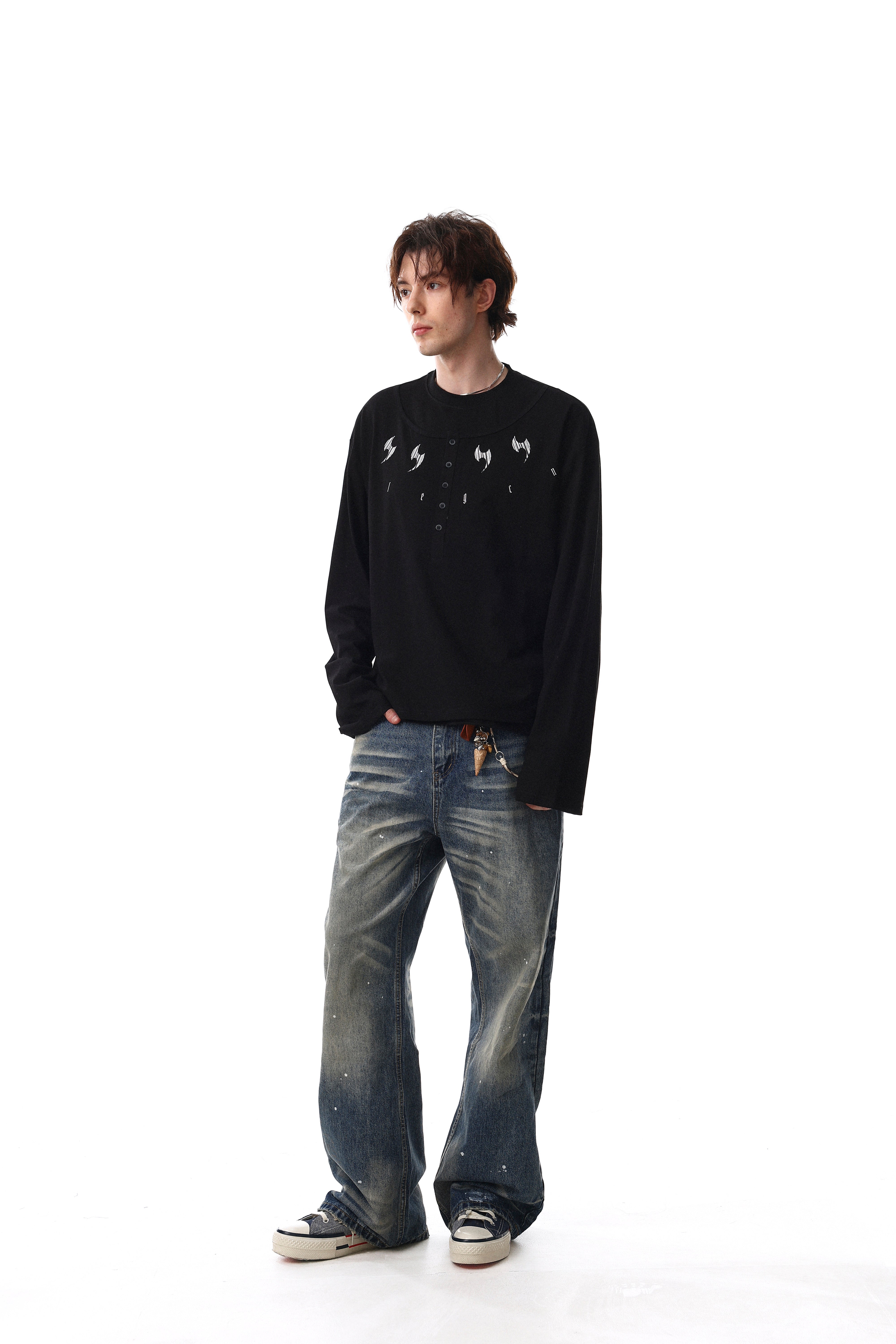 CapCabin Graphic Henley Long Sleeve Tee