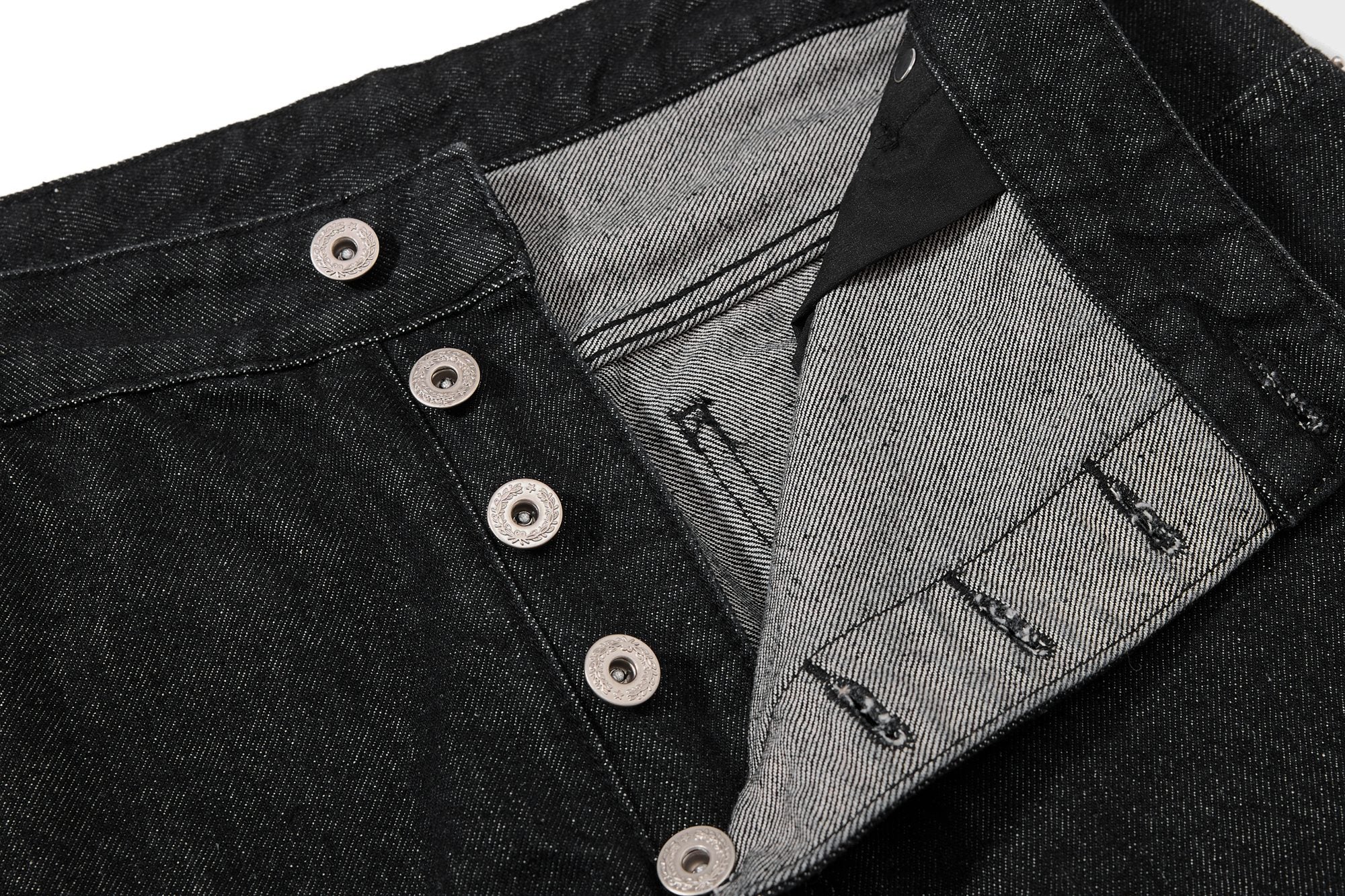 CapCabin Asymmetric Button Denim Shorts