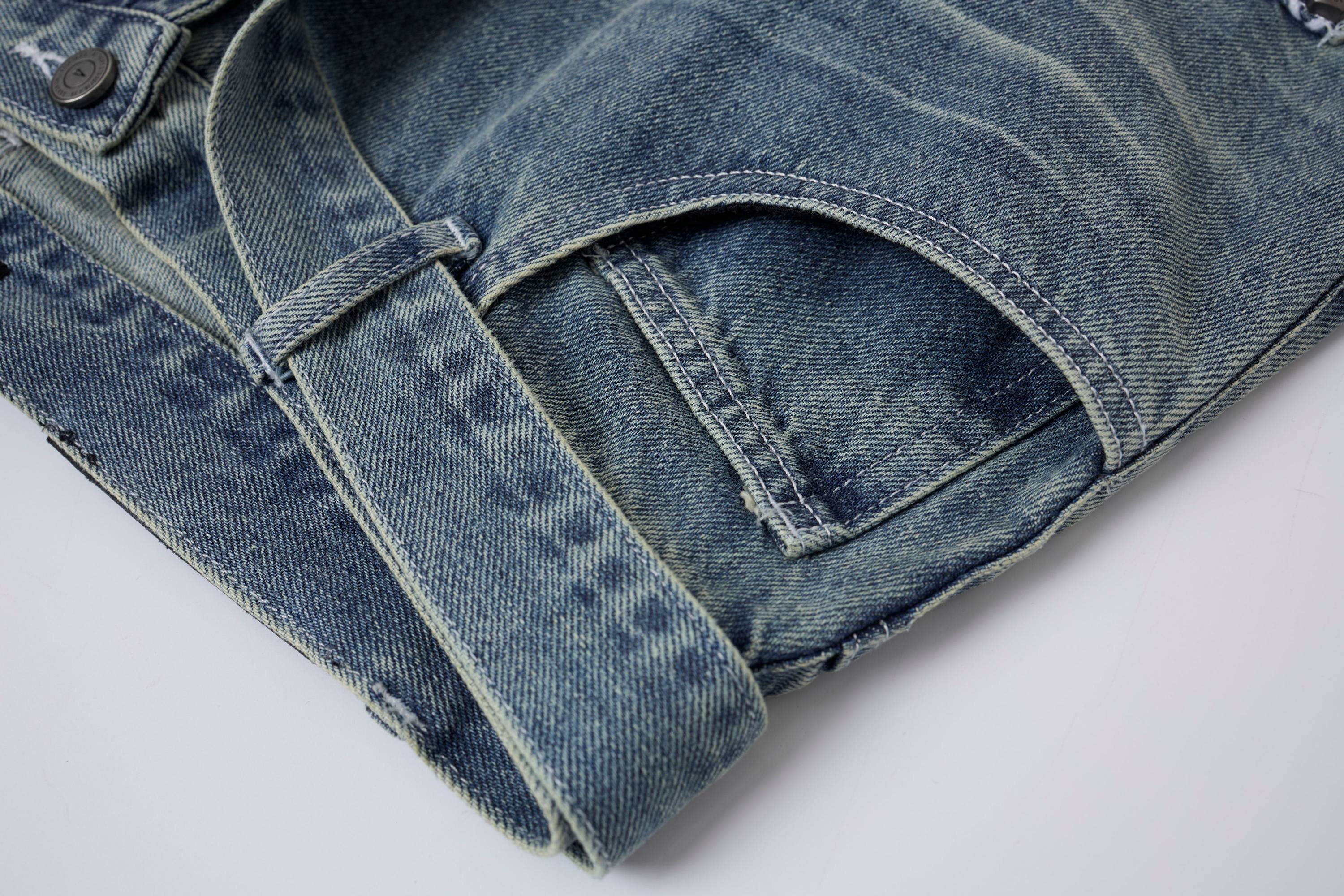 CapCabin Web Panel Strap Denim Shorts