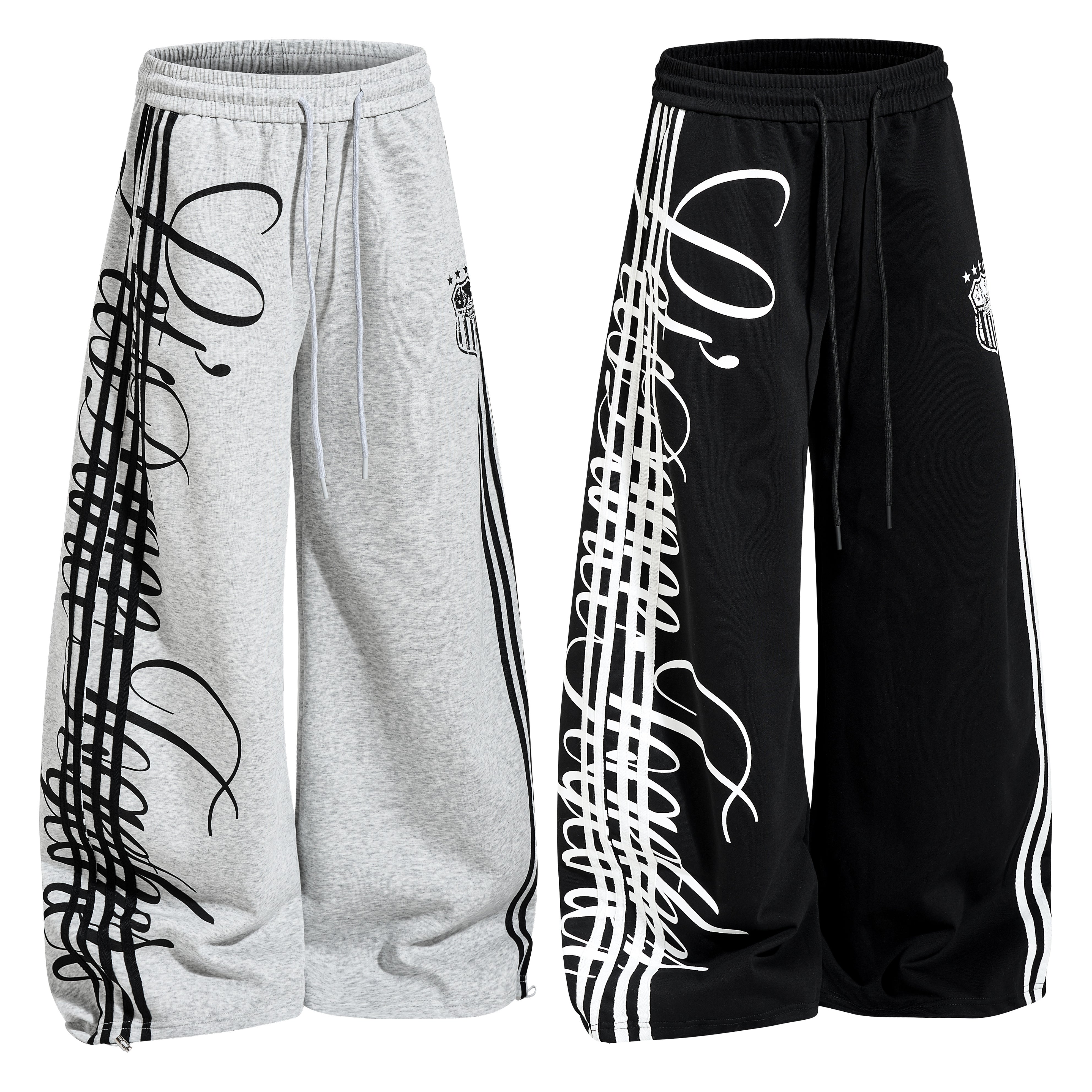 CapCabin Script Stripe Wide-Leg Sweatpants