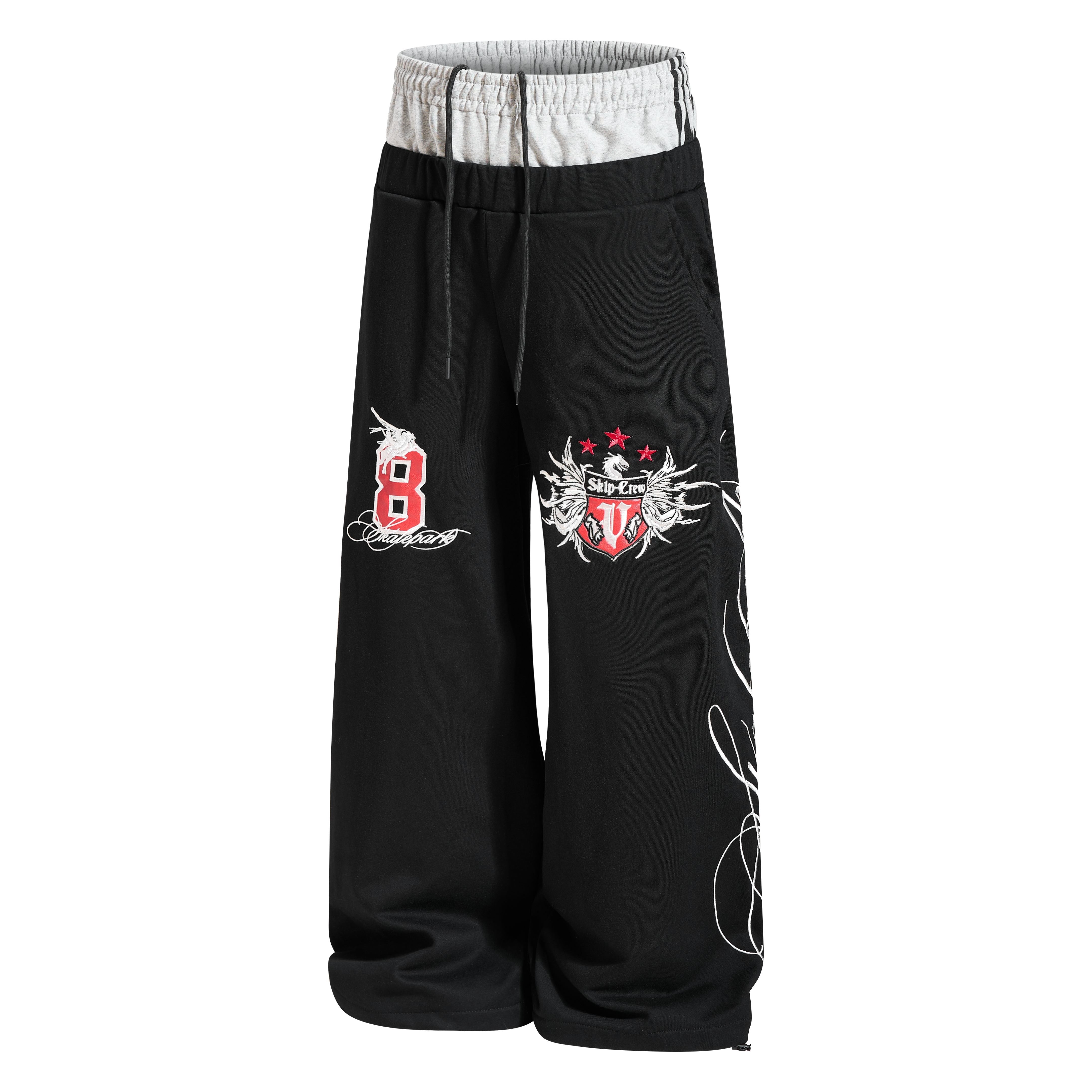 CapCabin “Varsity Crest Wide-Leg Sweatpants”