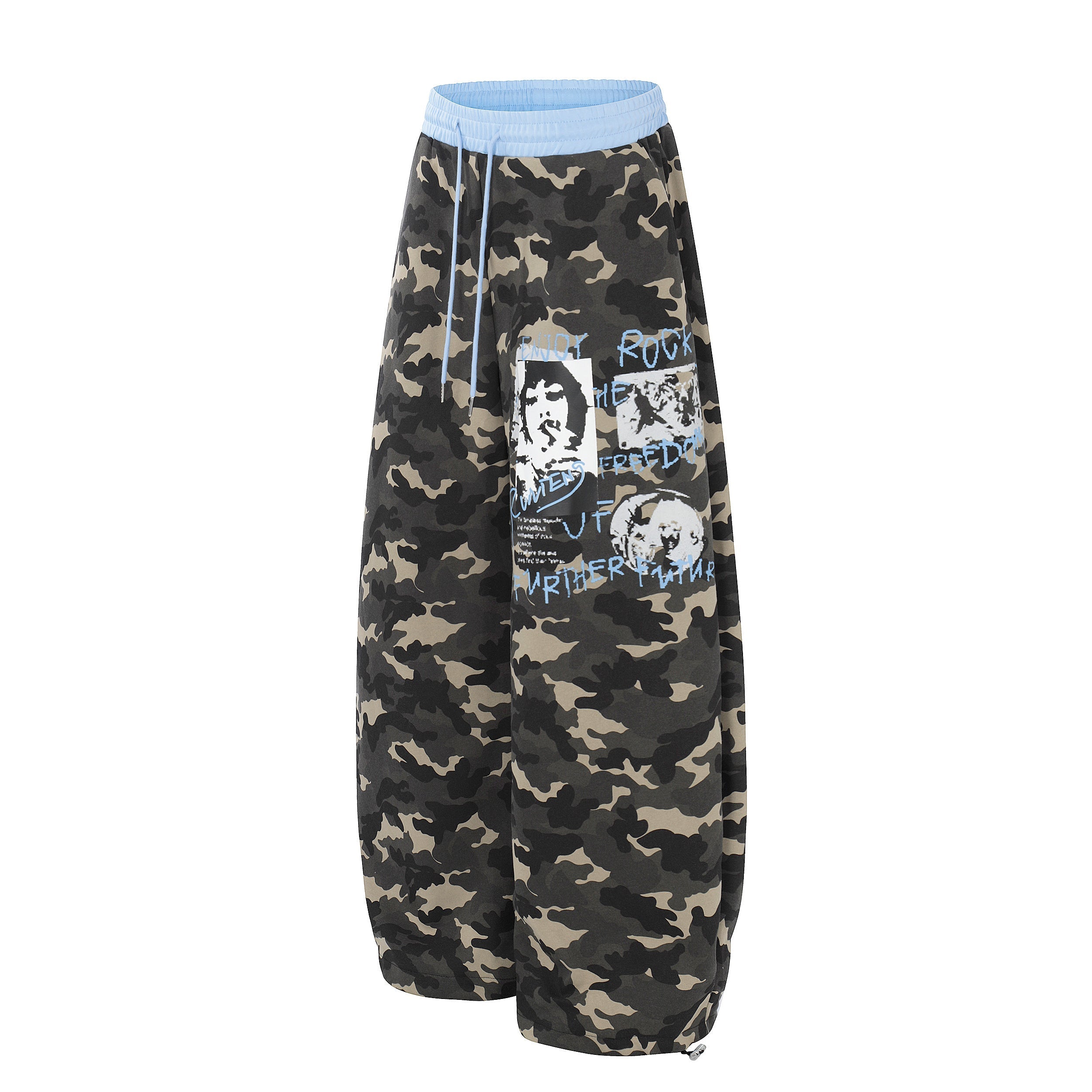 CapCabin Graphic Camo Wide-Leg Sweatpants