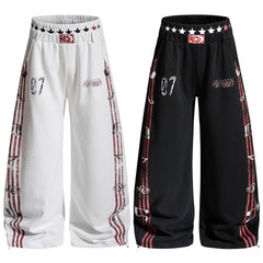CapCabin Vintage Stripe Graphic Wide-Leg Pants