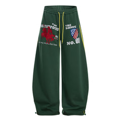 CapCabin Retro College Badge Wide-Leg Sweatpants
